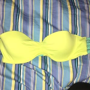 PINK green and blue Bandeau Bikini Top